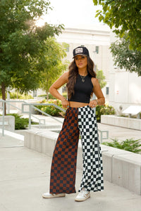 SPLIT DECISION CHECKERED PANTS: Brown/Black /