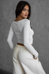Jolina Boat Neck Long Sleeve Top- Heather Grey