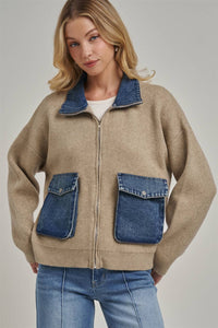 Hadley Contrast Denim Sweater