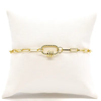 Gold Paperclip Chain Charm Bracelet with Small Bella Carabiner