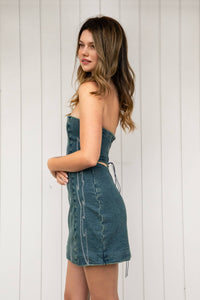 Arizona Western Strapless Mini Dress Denim