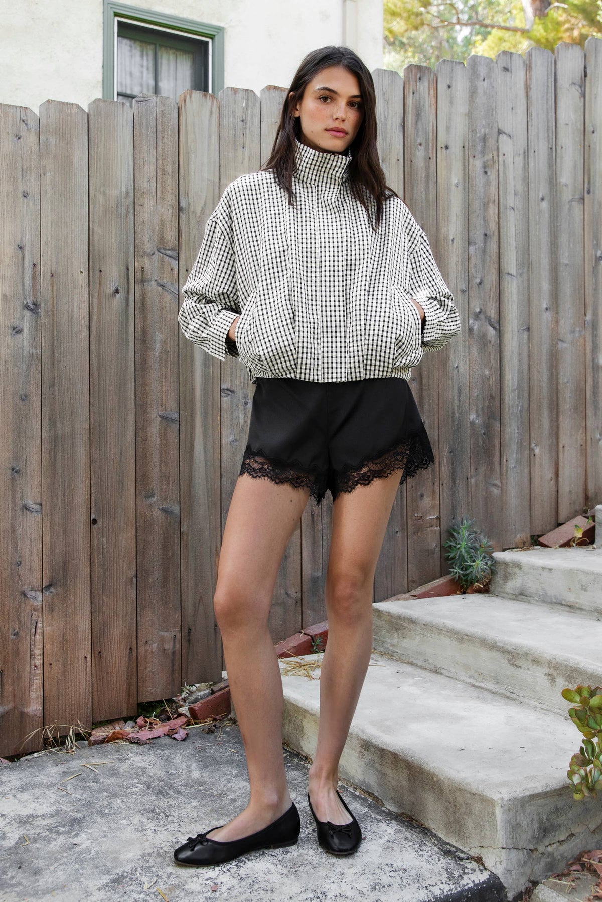 TICTOC - LUNETTE XS Scalloped Eyelash Lace Trim Satin Shorts: Black / 1 XS • 2 SMALL • 2 MEDIUM • 1 LARGE