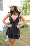 Rendezvous Ruffle Mini Dress - Black