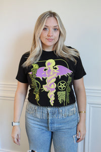 Motley Crue Rhinestone Fringe Tee