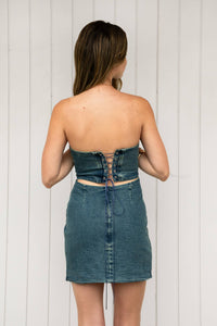 Arizona Western Strapless Mini Dress Denim