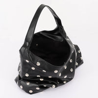Studded Faux Leather Hobo Bag