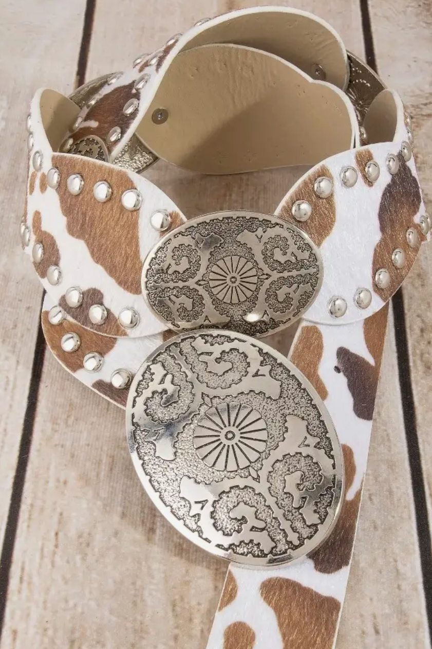 El Dorado Concho Belt- Cow Print