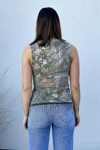 Camo Rhinestone Fringe Tank #12