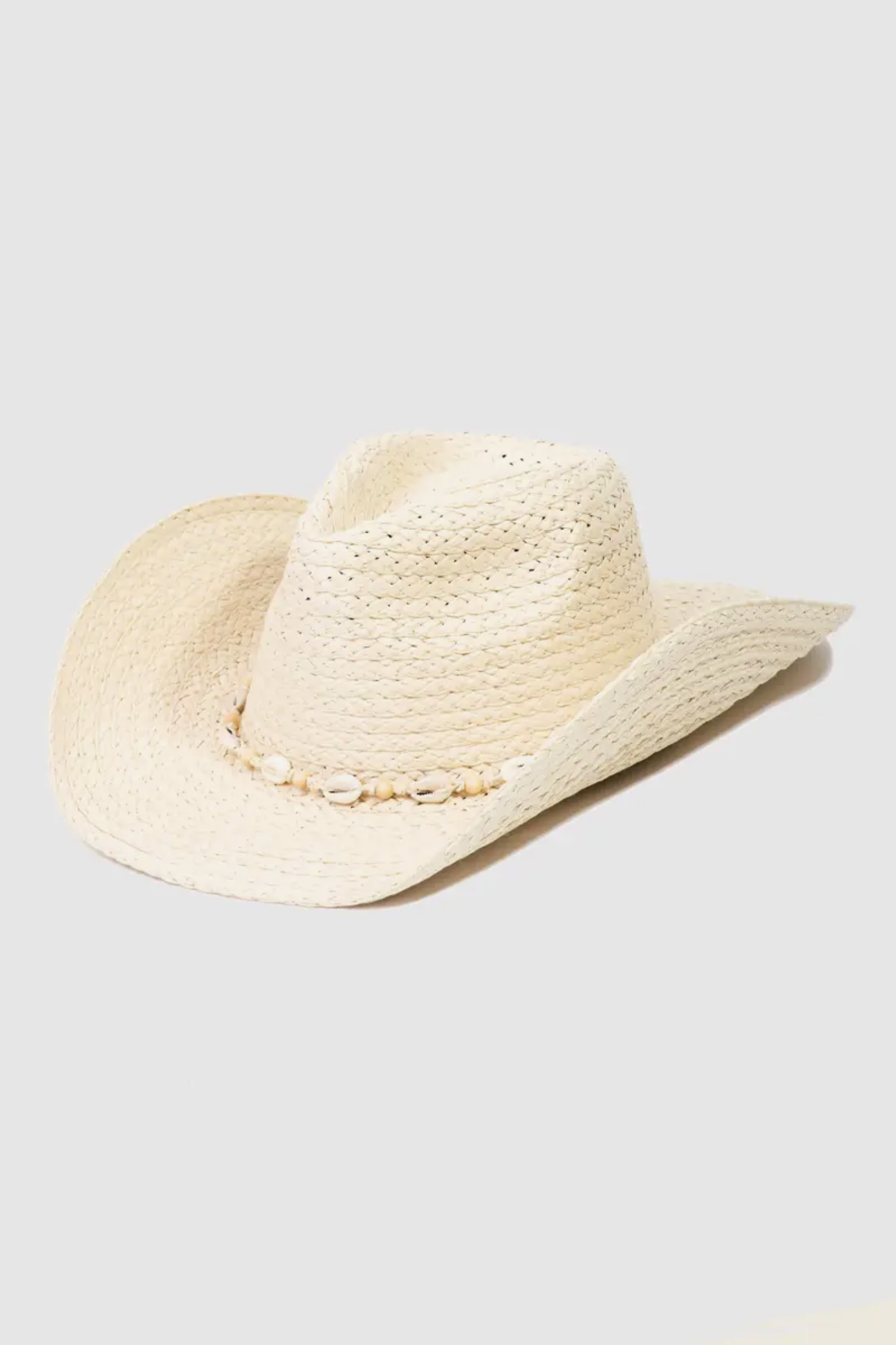 Cowrie Shell Paper Braided Cowboy Hat
