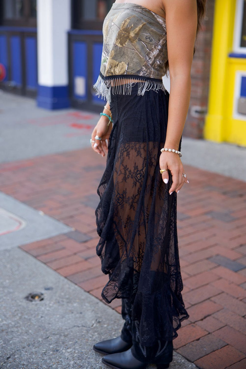Sierra Lace Maxi Skirt - Black