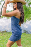 Saddle Stitch Dress-Denim