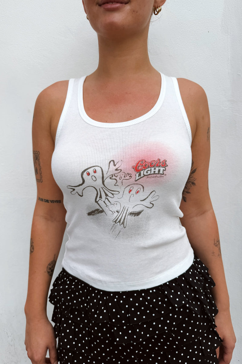 Coors Light Ghost Party - Rib Tank - White