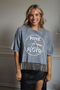 Cropped Rhinestone Fringe Tee