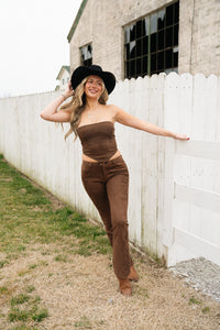 Zahara Suede Western Embossed Pants