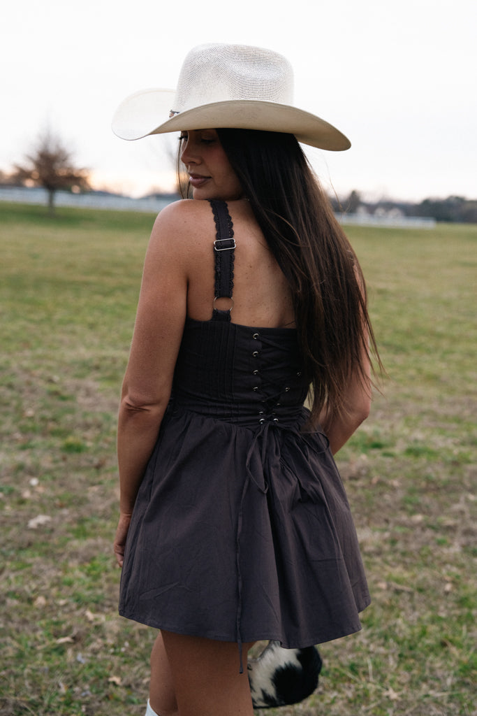 Darcy Corset Dress-Brown