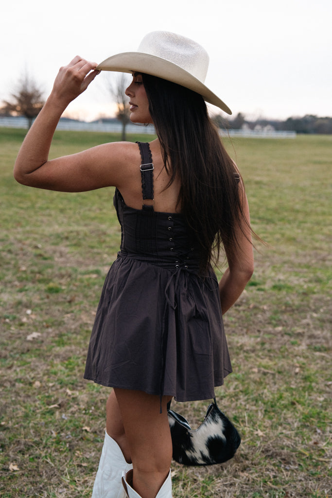 Darcy Corset Dress-Brown