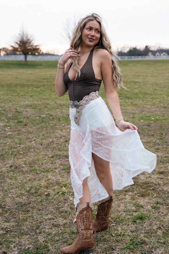 Sierra Lace Maxi Skirt - White