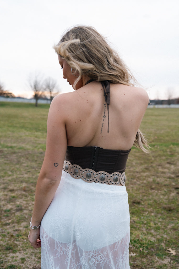 Bronzy Studded Halter Top