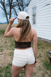 Cara Leather Halter Top- Brown