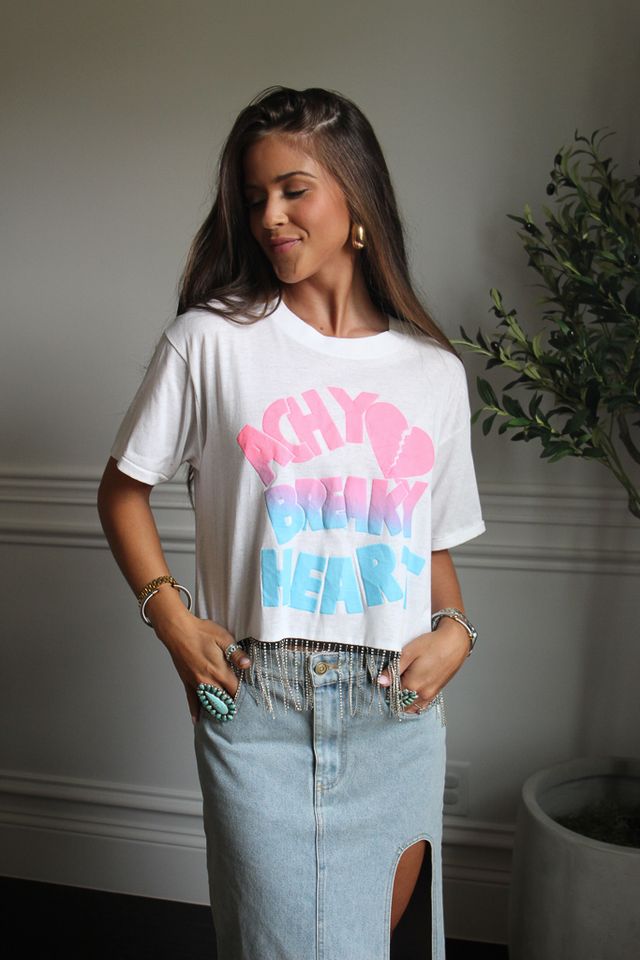 Cropped Rhinestone Fringe Tee