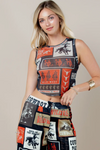 Cowboy Party Mesh Crop Tank