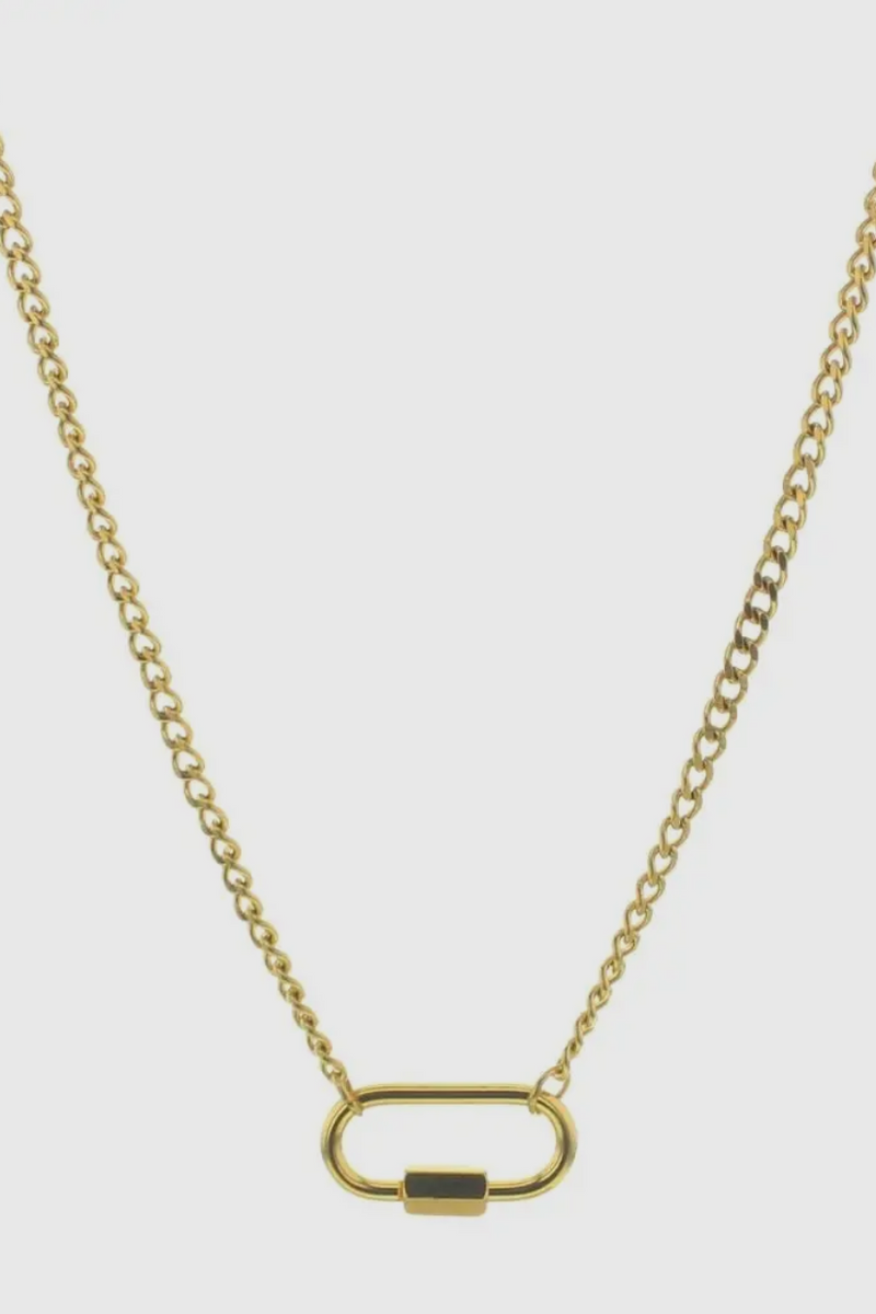 Gold Chain Necklace with Carabiner 16 inch