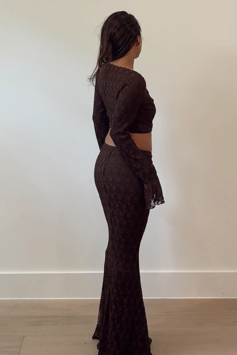 Espresso Lace Maxi Skirt