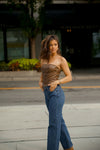 Dakota Buckle Leather Tube top - Brown