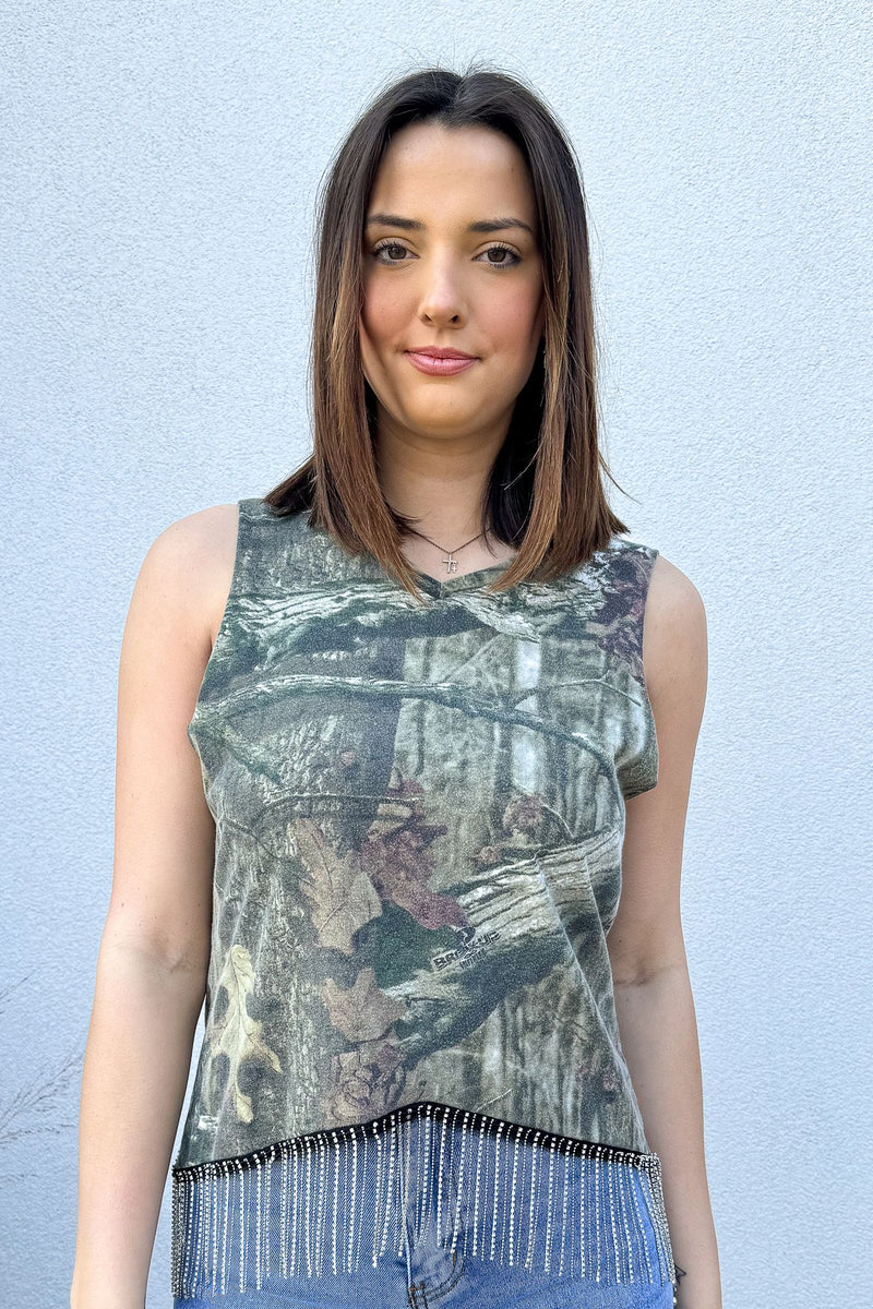 Camo Rhinestone Fringe Tank #9