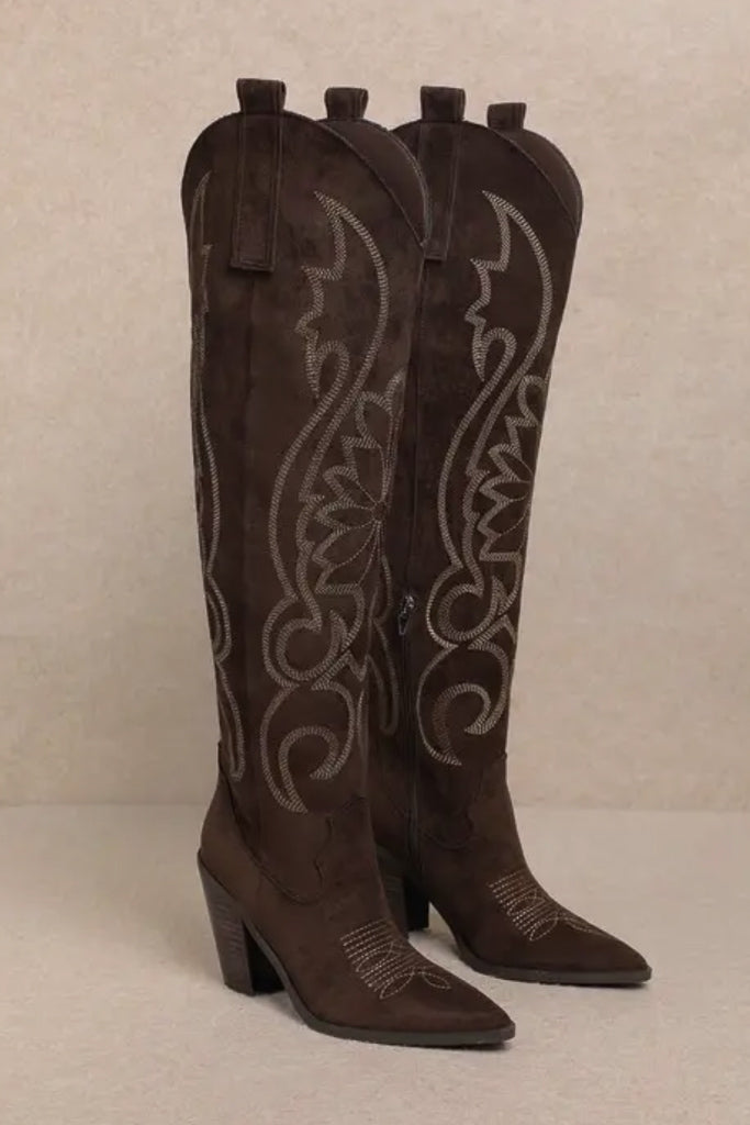 Ivy Western Stitch Boots- Brown