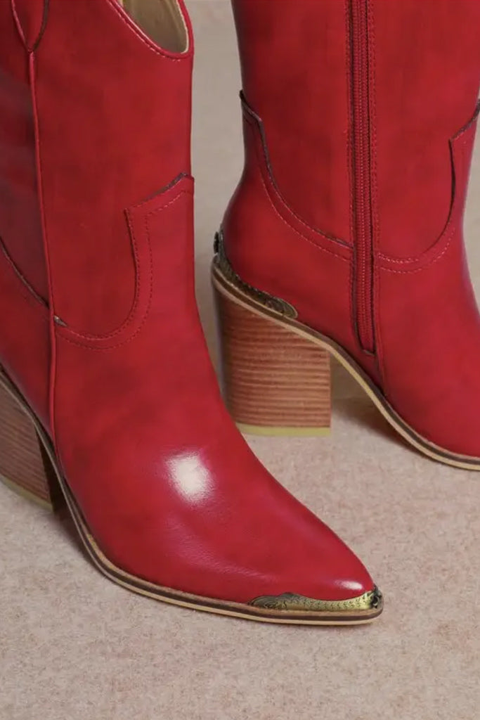 Bella Western Bootie Red