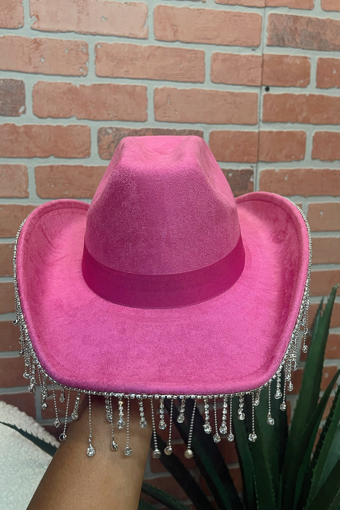 Shania Rhinestone Cowgirl Hat- Pink
