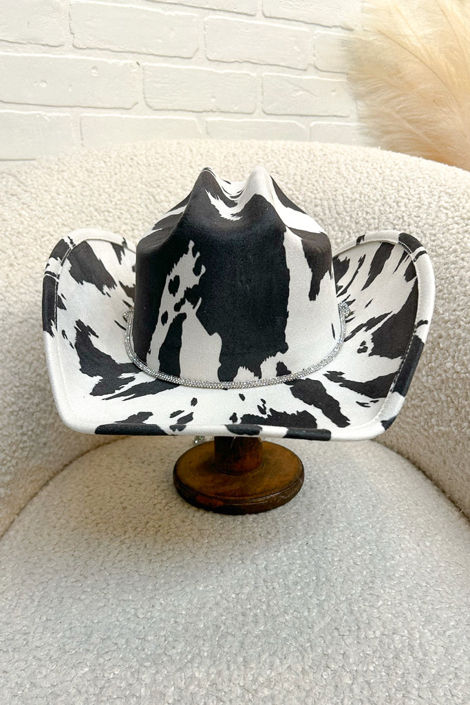 Yeehaw Cowgirl Hat - Cow Print Brown