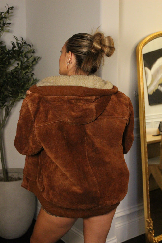 Suede Bomber Zip Up Vintage Jacket