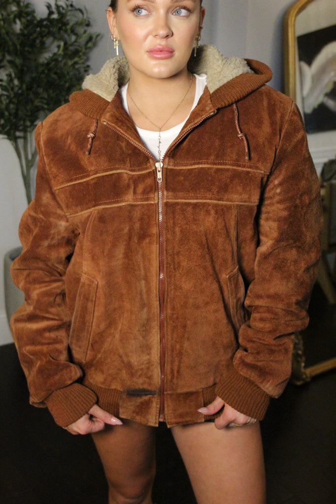 Suede Bomber Zip Up Vintage Jacket