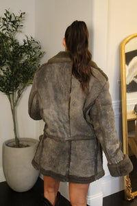Acid Wash Vintage Fur Coat