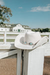 Concho Cowgirl Turquoise Belted Hat - Ivory