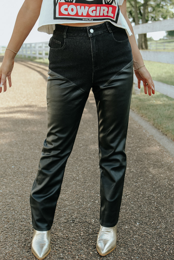 Buy Corset-waist leather leggings online in KSA