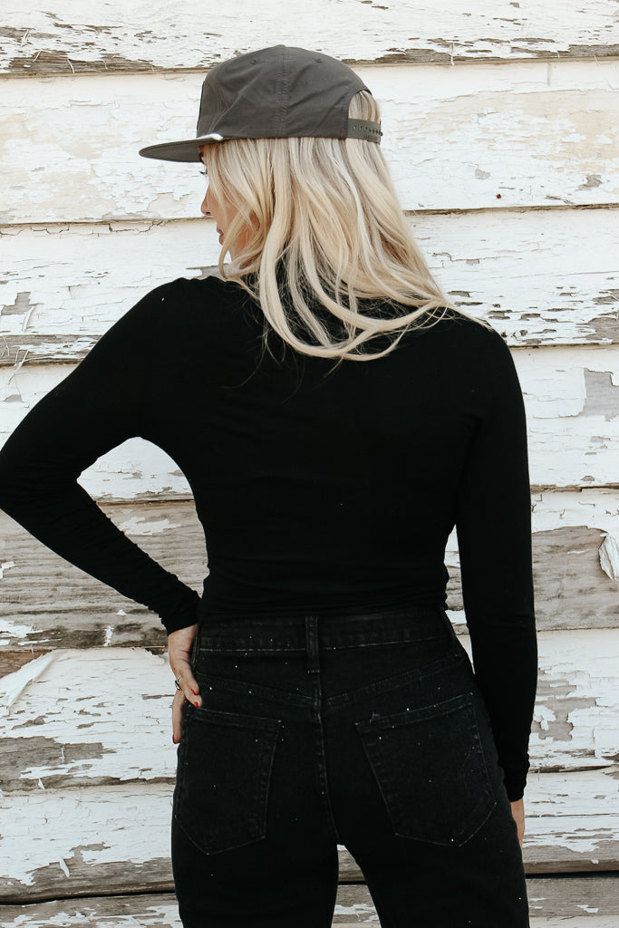 Essential Turtleneck Long Sleeve Bodysuit - Black