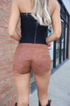 Suede Lace Up Micro Shorts