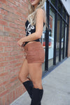 Suede Lace Up Micro Shorts