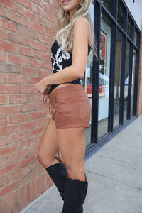 Suede Lace Up Micro Shorts