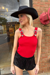 Rodeo Buckle Bodysuit - Red