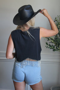 rhinestonoe fringe tank