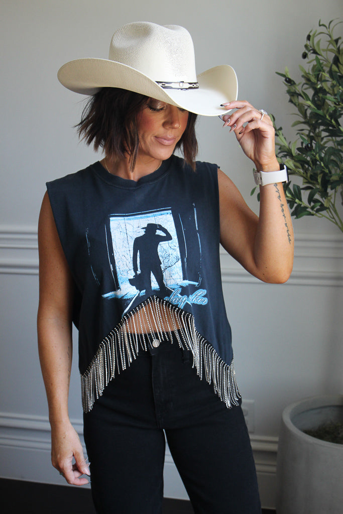 rhinestonoe fringe tank
