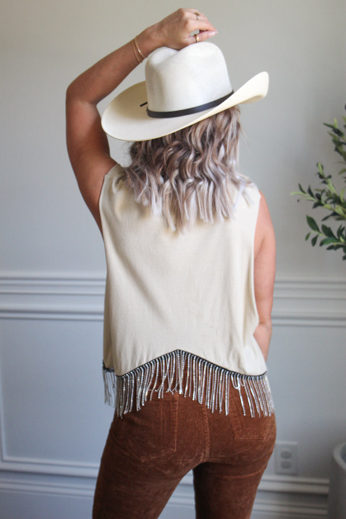 rhinestonoe fringe tank