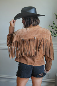 Vintage Suede Leather Fringe Jacket