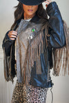 Vintage Two-Tone Leather Moto Fringe Jacket