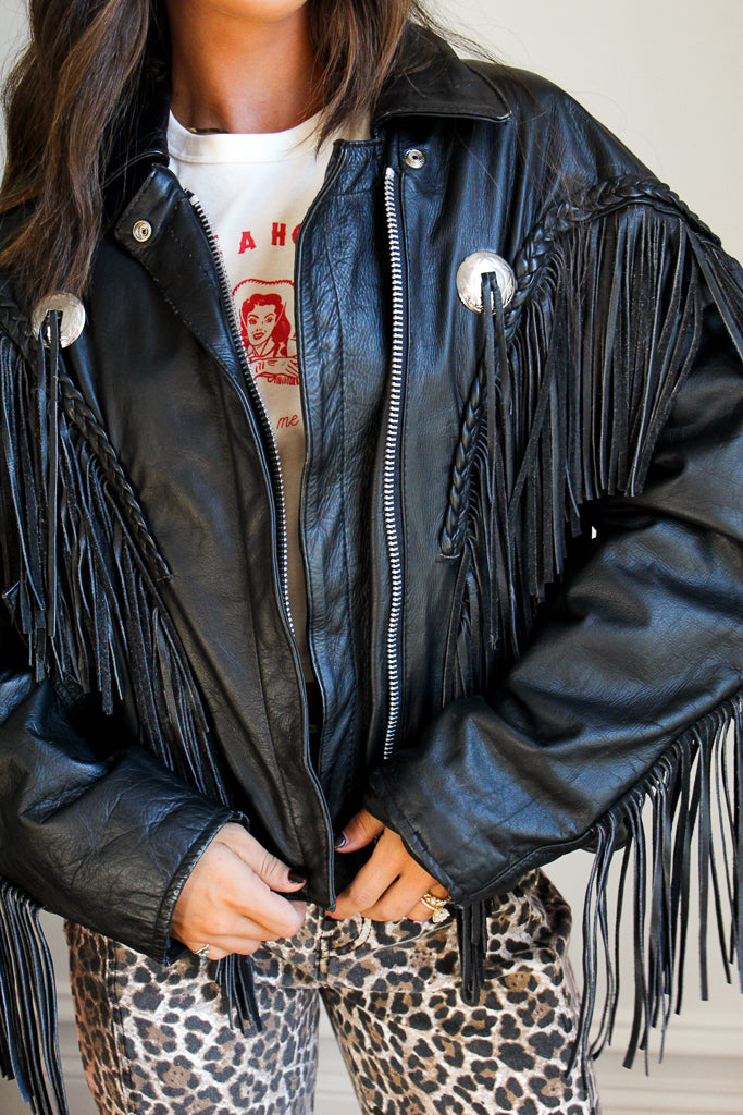 Vintage Leather Fringe Jacket