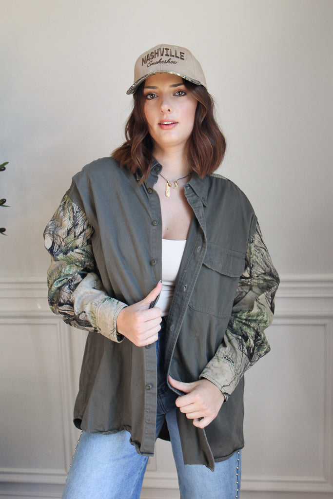 Two Tone Denim & Camo Vintage Chambray